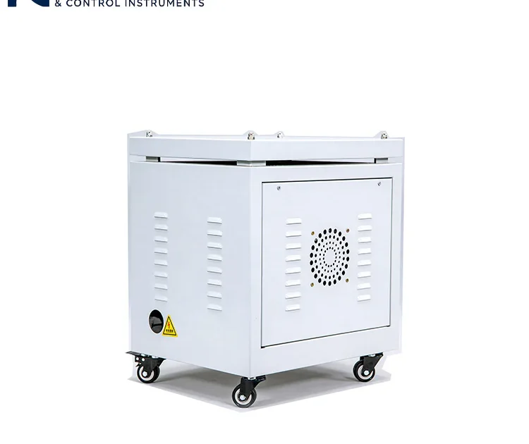 Mobile cabinet-type three-phase dry transformer with casters and multi-direction heat dissipation, for flexible workshop power distribution layout