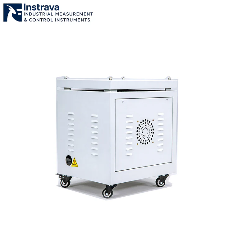 Mobile cabinet-type three-phase dry transformer with casters and multi-direction heat dissipation, for flexible workshop power distribution layout
