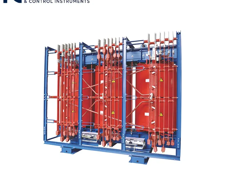 Instrava Three-Phase Epoxy Resin Cast Dry-Type Transformer Complete Set with Blue Mounting Frame & Copper Busbar Wiring Structure, Fireproof Dry Power Transformer for Indoor Power Distribution