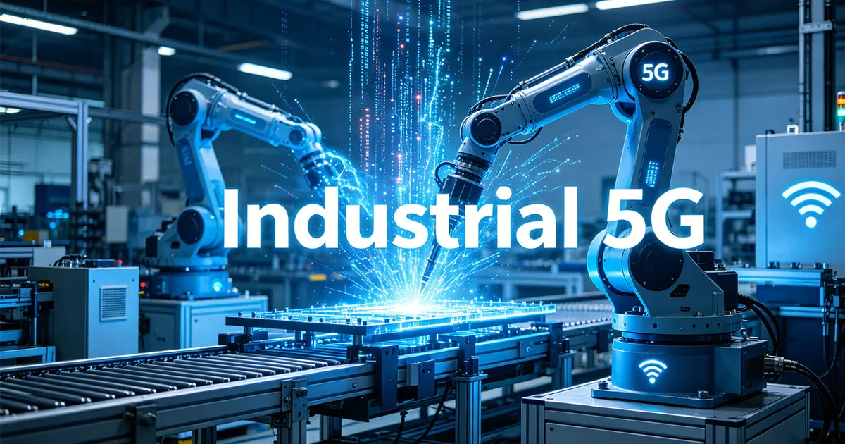 Industrial 5G wireless network enabling real-time communication and automation in smart manufacturing facilities