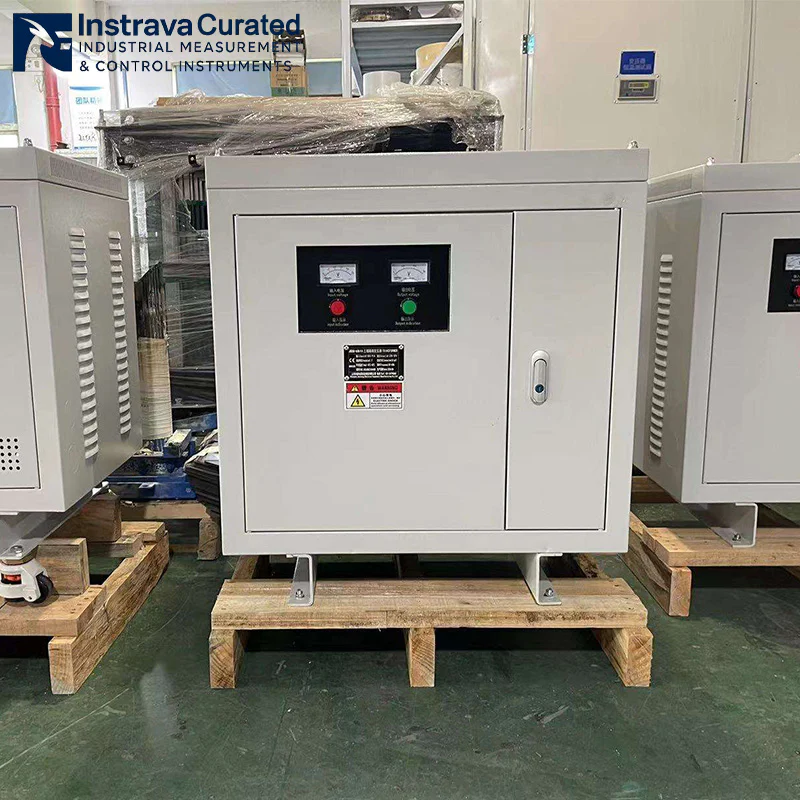 Three-phase dry-type isolation transformer with control panel, fully enclosed cabinet design, for industrial equipment power supply applications