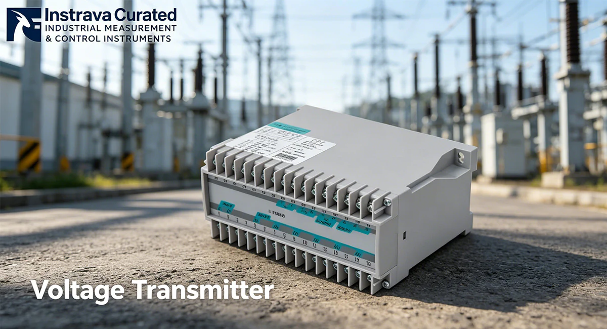 Industrial voltage transmitter, DIN rail mounted signal conversion module, for power system voltage monitoring and signal transmission