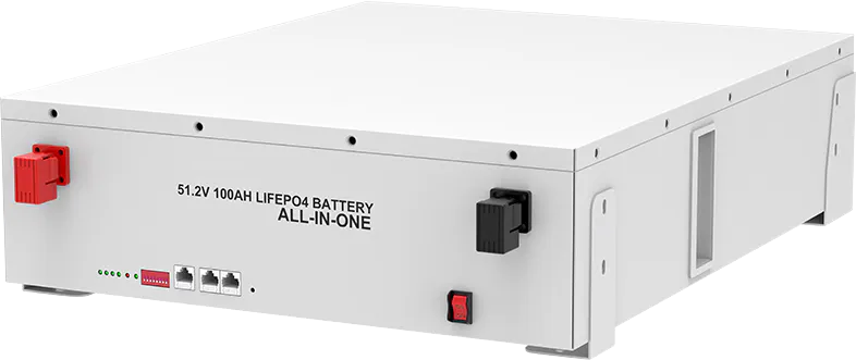 51.2V rechargeable LiFePO4 battery energy storage system for solar and off-grid power applications.