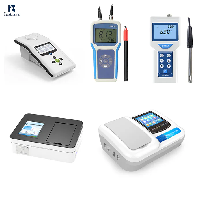 Industrial liquid analyzers including portable meters and laboratory analyzers for water quality testing