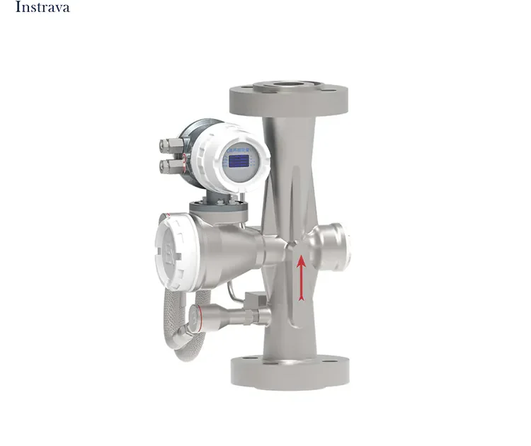 Optical quantum gas-liquid two-phase flow meter installed on a flanged pipeline for accurate multiphase flow measurement.