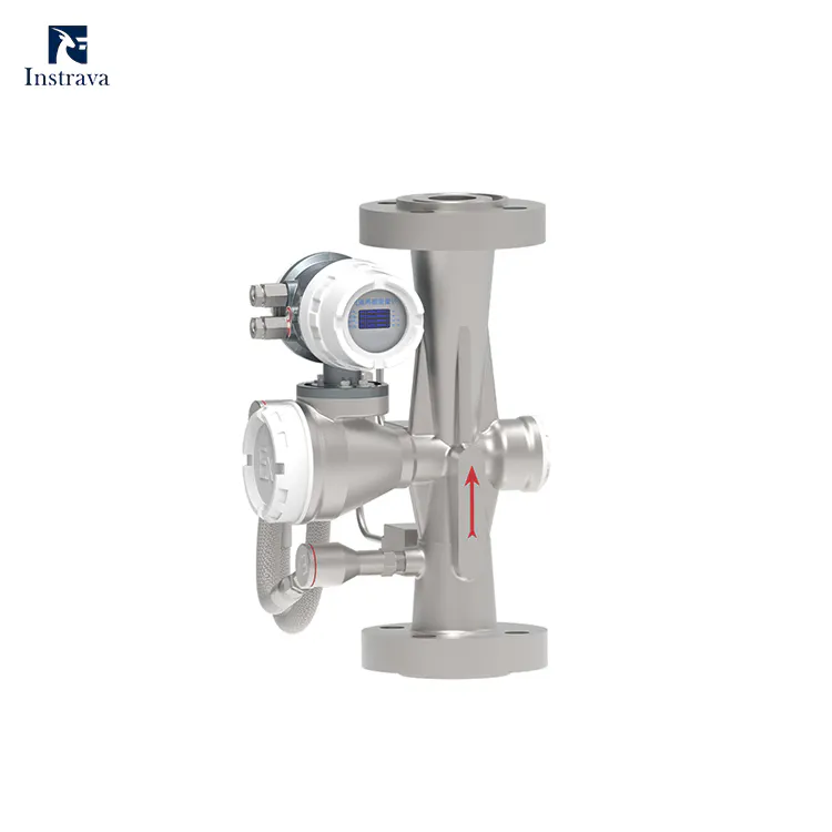Optical quantum gas-liquid two-phase flow meter installed on a flanged pipeline for accurate multiphase flow measurement.