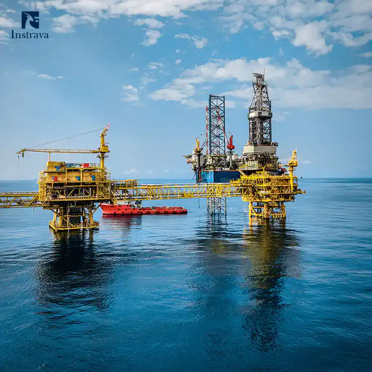 Offshore oil platform using optical quantum three-phase flow meter for oil, gas, and water production monitoring