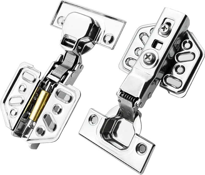Chrome plated concealed cabinet hinges with soft closing mechanism