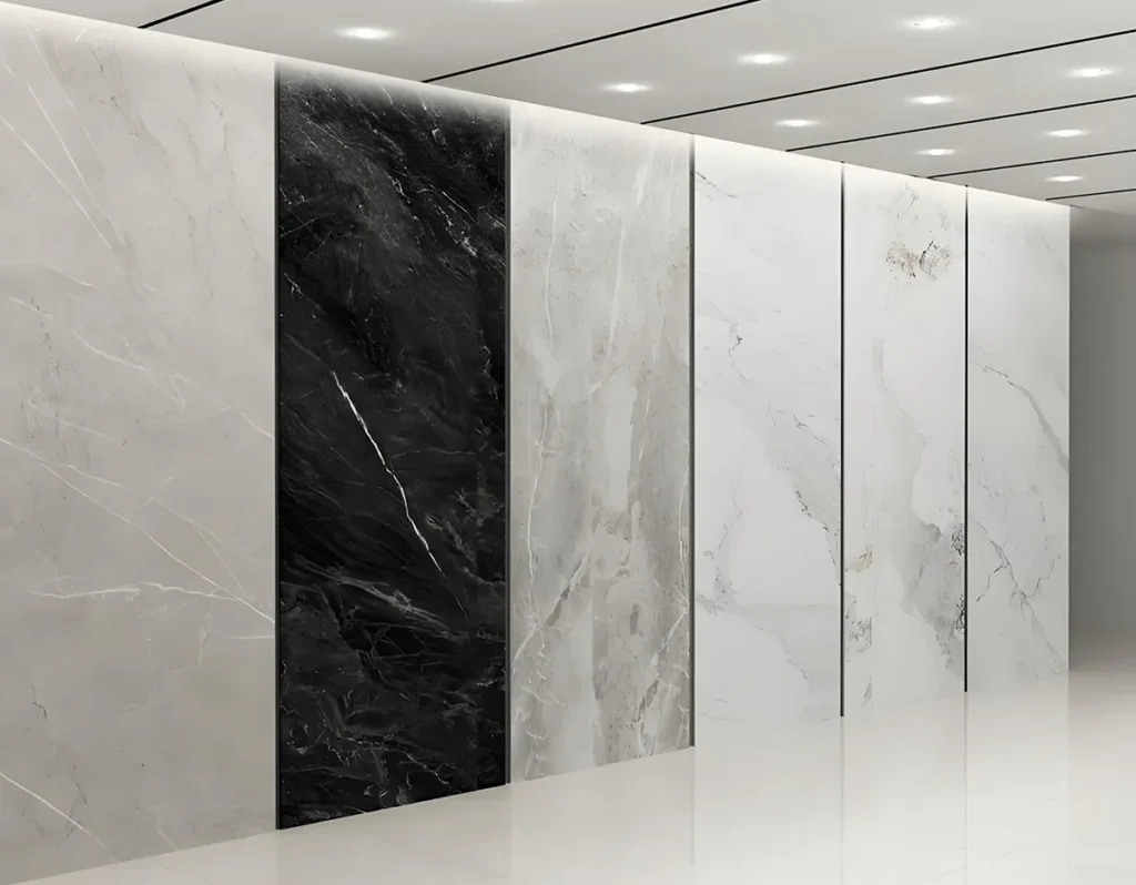 Marble finish carbon crystal wall panels for modern interior decoration